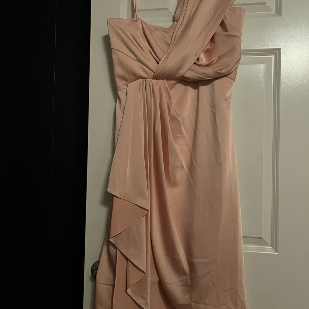 Neiman Marcus Pink Asymmetrical Ruched One Shoulder Dress